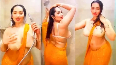 Aditi Mistry Nipple Pokies & Wet Saree Tease in Live Stream